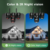 Kamera PTZ Tenaga Surya 20MP 15W AOV 5 Lensa Luar Ruangan 10X Zoom Penglihatan Malam 360 Tanpa Titik Buta Deteksi Gerakan IP66 Tahan Air