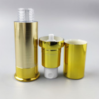 Flacon Airless de Luxe Vide en Aluminium Doré 5ml 10ml 15ml – Flacon Pompe Airless Haut de Gamme Or Argent pour Émulsion et Lotion avec Pompe