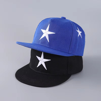 Gorra de Béisbol de 5 Paneles con Visera Plana para Hombre, Estilo Hip Hop, con Logotipo de Estrella Bordado