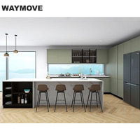 Meubles de cuisine WAYMOVE, placard en placage de bois, design en marbre stratifié, marbre artificiel, comprend un robinet et des charnières pour la vente en gros