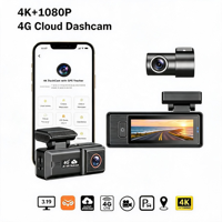 Caméra embarquée GPS 4G 4K à 4 objectifs, antivol de voiture en temps réel, diffusion en direct, alarme instantanée, stockage cloud, mode parking 24/7