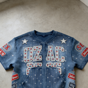 Kaos Pria Oversize Model Kotak Bahan Katun 100% Sablon DTG Grafis Efek Sun Faded Acid Wash Bertabur Rhinestone Distressed - Product Image 4