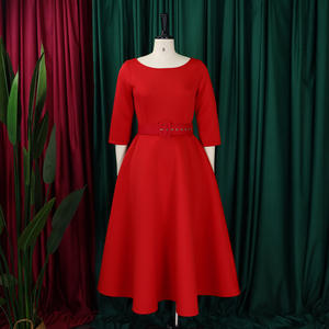 2025 moda de talla grande ropa de <span class=keywords><strong>mujer</strong></span> señora elegante Casual de lujo cuello redondo <span class=keywords><strong>vestidos</strong></span> de manga media - Product Image 6