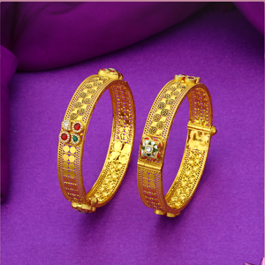 Elegant gold <b>bangles</b> pair with traditional design ethnic <b>indian</b> jewelry for women bridal wear festive accessory luxury style - Product Image 3