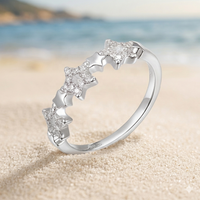 Nouvelle collection été 2026 : Bague éternité étoile creuse en argent sterling 925 avec diamant de laboratoire HTHP VS, série Vie Marine, pour femme