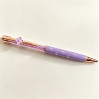 Stylo bille en métal avec logo personnalisé, motif trèfle à quatre feuilles, tube floral, design en cristal, pointe de 1,0 mm, écriture fluide, cadeau promotionnel