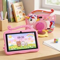 Tablette pour enfants 7 pouces Android 8.1 2 Go 16 Go WiFi 1024x600 rose, tablette PC pour enfants avec étui en silicone licorne et béquille