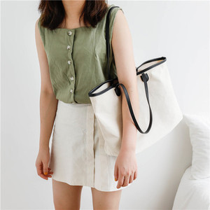 Sacs fourre-tout d'épicerie en toile coréenne, sac fourre-tout en toile vierge avec poignée en cuir et imprimés d'animaux, sac fourre-tout extra large vierge - Product Image 5
