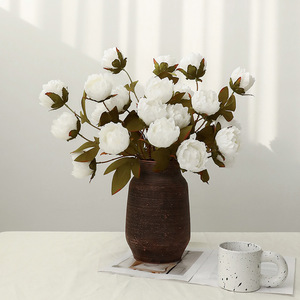 Peony <b>Artificial</b> Flowers Silk 4-Headed Pink High Simulation Home Decoration Wedding <b>Bouquet</b> - Product Image 2