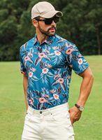 Chemises de golf hawaïennes à manches courtes pour hommes Maillot évacuant l'humidité Imprimé à la mode Anti-boulochage pour polos pour hommes