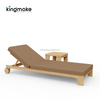 Ensemble de mobilier d'extérieur en gros pour usine : Chaise réglable moderne en teck de qualité supérieure pour plage et piscine avec coussins