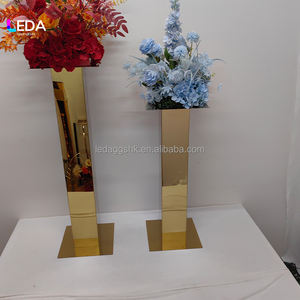 Centro de Mesa Metálico Rectangular Dorado Brillante para Decoración de Bodas y Eventos, Precio de Fábrica al por Mayor LEDA - Product Image 6
