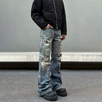 Jeans bootcut DiZNEW sur mesure, finition sablée, coutures gravées au laser, vintage, sur mesure haut de gamme, boutique de luxe