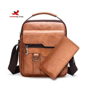 High Quality Classic Fashion Crossbody Bag PU Leather Black Messenger Men Sling Bag