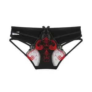 2024 Hot sexy women's panties multiple color floral embroidery transparent mesh sexy lingerie underwear bandage sexy panties