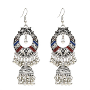 Joyería tradicional étnica Bohemia borla Jumka pendientes Aleación de Zinc corazón nueva llegada Retro clásico encantador indio para mujeres