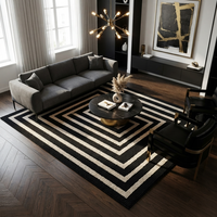 Zeitgenössischer Schwarz-Weißer Geometrischer Luxus-Teppich Umweltfreundliche Moderne Wohnraumdekoration für Wohnzimmer und Schlafzimmer