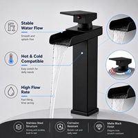 Robinet de lavabo en acier inoxydable pour salle de bain, mitigeur cascade monotrou pour lavabo