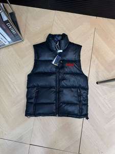 Классический мужской жилет-пуховик без рукавов с вышивкой, водоотталкивающий, дизайнерский, зимний, черный - Product Image 3