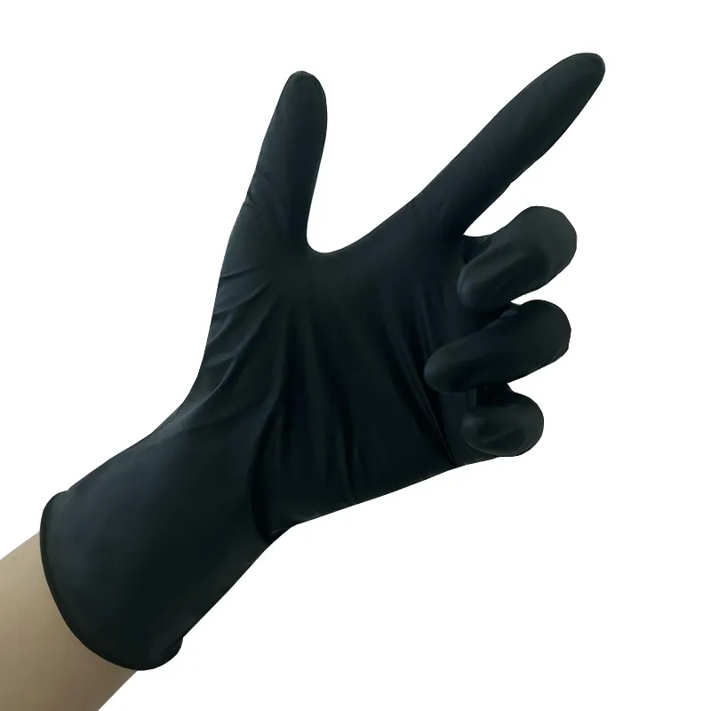 Wholesale Black Powder Free Nitrile Gloves 4 mil With High Quality household Disposable Nitrile Gloves