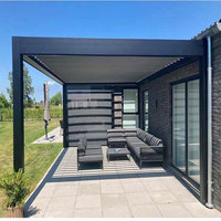 Gazebo en aluminium résistant à la corrosion, électrique/manuel, finition écologique avec revêtement en poudre, pour patio, inspiré de la nature