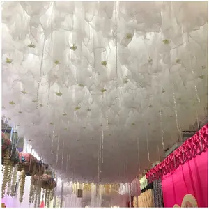 Ceiling drapery sheer mesh fabric wedding ceiling pipe and drapes for weddings stage backdrop