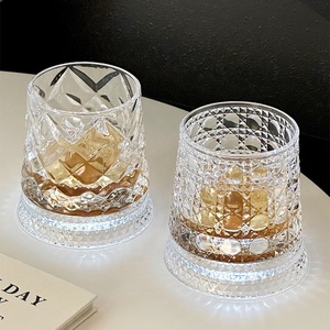 แก้ววิสกี้คริสตัลฐานหมุนได้ 360 องศา พรีเมียม หรูหรา แก้ว<span class=keywords><strong>เหล้า</strong></span>ลายนูน ชุดแก้ววิสกี้ - Product Image 5