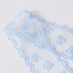 Yeni Tasarım HB021 1.5 inç Polyester Nakışlı Dantel File 50Y Kelebek Fiyonk Desenli Çiçek Paketleme İçin İşlemeli - Product Image 4