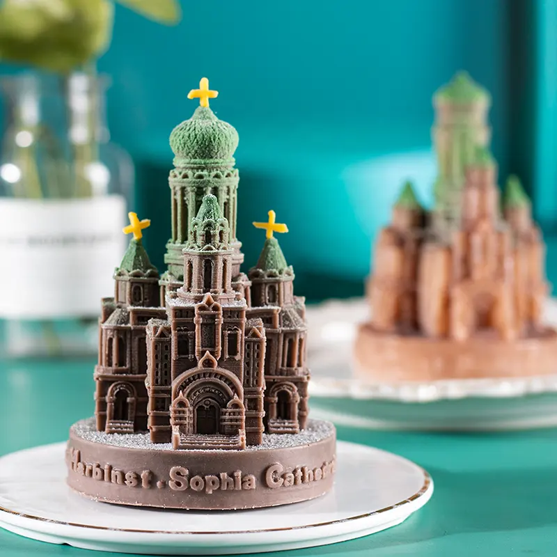 โรงงานพร้อมสต็อกโบสถ์โซเฟียช็อคโกแลตเบเกอรี่มูสเค้กแม่พิมพ์ซิลิโคน DIY
