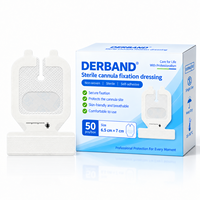 Pansement de fixation stérile pour canule DERBAND 6,5x7cm, pansement non tissé pour sécurisation de cathéter IV, 50 pièces/boîte, fabricant OEM