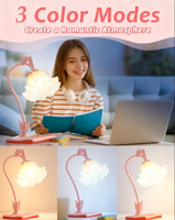 Lampe de table JACKSUN à motif floral, lampe de lecture LED, abat-jour en acrylique en forme de lys, lampe de chevet à lumière douce, lampe de bureau, éclairage décoratif pour chambre à coucher