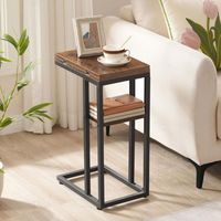 Table basse pliable en métal en gros d'usine, table d'appoint en forme de C avec étagère de rangement, design mi-siècle