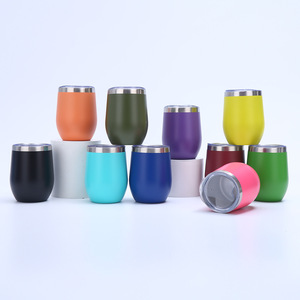 Produit phare : Tasses et verres isothermes 12oz en acier inoxydable à double paroi sous vide, pour vin, voyage, thé, avec couvercle, personnalisables - Product Image 1