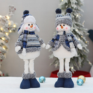 <b>Christmas</b> Snowman Telescopic Length Xmas Standing Plush Figurine Home Holiday Xmas <b>Gifts</b> Decorations - Product Image 3