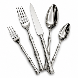 Juego de Cubiertos de Bambú de Lujo, Acero Inoxidable 18/10, Pulido Espejo, para Regalo de Boda y Restaurante - Product Image 1