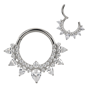 GZN Implant Titanium Body <span class=keywords><strong>Piercing</strong></span> <span class=keywords><strong>Anello</strong></span> <span class=keywords><strong>Anello</strong></span> CNC Set 4 Marquise CZ <span class=keywords><strong>Anello</strong></span> Orecchio <span class=keywords><strong>Anello</strong></span> - Product Image 4