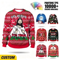 Sweat-shirt à col rond pour homme personnalisé avec sublimation, thème Anniversaire de Jésus, impression intégrale pour les fêtes de Noël