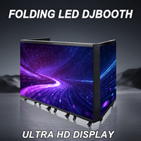 Cabina de DJ Metálica Plegable de 6 Paneles con Pantalla LED de Animación y Señalización para Bodas, Fiestas y Discotecas en Interiores