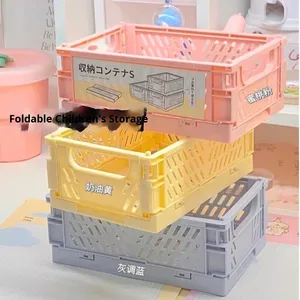 Thiết kế đầy màu sắc lưu trữ nhà Nguồn cung cấp thân thiện với môi nhựa hình chữ nhật có thể gập lại máy tính để bàn tổ chức Lưu trữ giỏ - Product Image 1