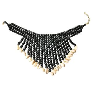 Customized Color <b>Wooden</b> <b>Beads</b> and Black Cowrie Shell Necklace Set Fashion Jewelry With Charm Necklace for Wedding Occasions - Product Image 2