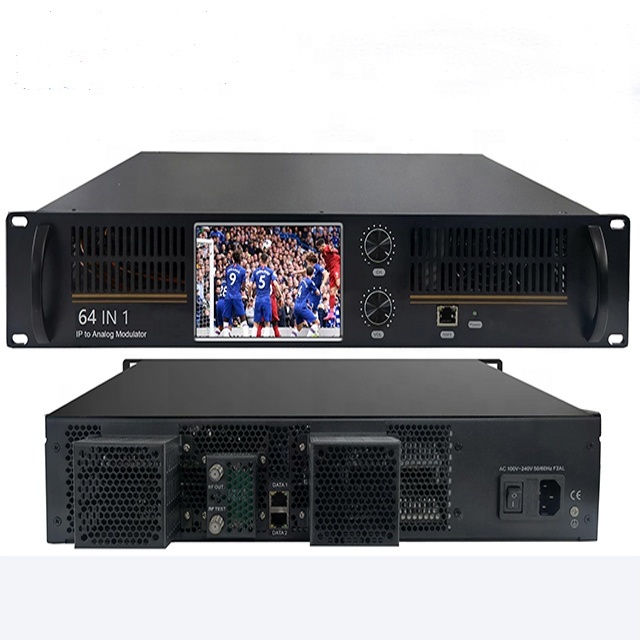 64 in 1 Ip to Analog Modulator 32/48/64 channel CATV RF QAM Digital Modulator with Multiplexer-scrambler for Cable TV Headend
