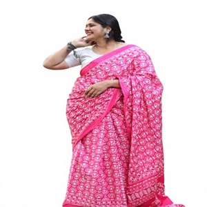 Sari de polietersulfona de alta calidad con bordado floral hecho a mano, manga abullonada y cuello en V, corte regular, venta al por mayor, India Pakistán 2022 - Product Image 4