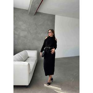 Robe en tricot ceinturée 1504 - Noir - Product Image 1
