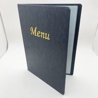 Logo doré personnalisé en cuir PU couverture rigide de menu de restaurant 10 poches en pvc livre de menu en cuir gris