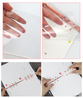 Protège-cahier A5/A6/A7 en PVC transparent, rechargeable, avec reliure à 6 anneaux, couleur or rose, pour bureau et fournitures scolaires