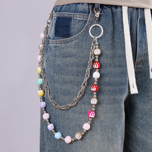 Chaîne de taille Yueli Cheese Cube colorée double couche, chaîne de corps unisexe décontractée en alliage de zinc pour pantalon en jean style Hip Hop, en stock - Product Image 2