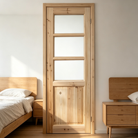 Porte intérieure en bois massif de sapin, non toxique, saine, avec vitre, sécurisée, pour maison familiale