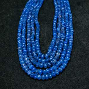 Venta al por mayor de alta calidad 12 MM forma de melón collar AAA grado Natural tanzanita cuarzo piedra preciosa azul stock limitado para joyería - Product Image 1