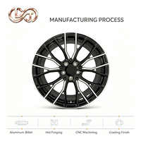 Velg Alloy Multi-Y Spoke Machined Face dengan Lapisan Powder Coating Gloss Black, Pengganti Velg OE untuk Kendaraan Mewah