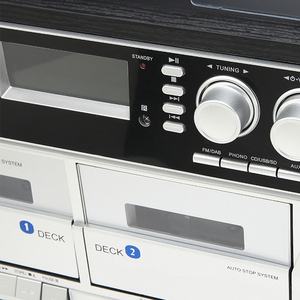 Système de lecteur de disques vinyles Hi-Fi multifonction avec tourne-disque 3 vitesses, combo <span class=keywords><strong>CD</strong></span> <span class=keywords><strong>et</strong></span> <span class=keywords><strong>cassette</strong></span>, encodage MP3 USB/SD, fournisseur OEM - Product Image 4